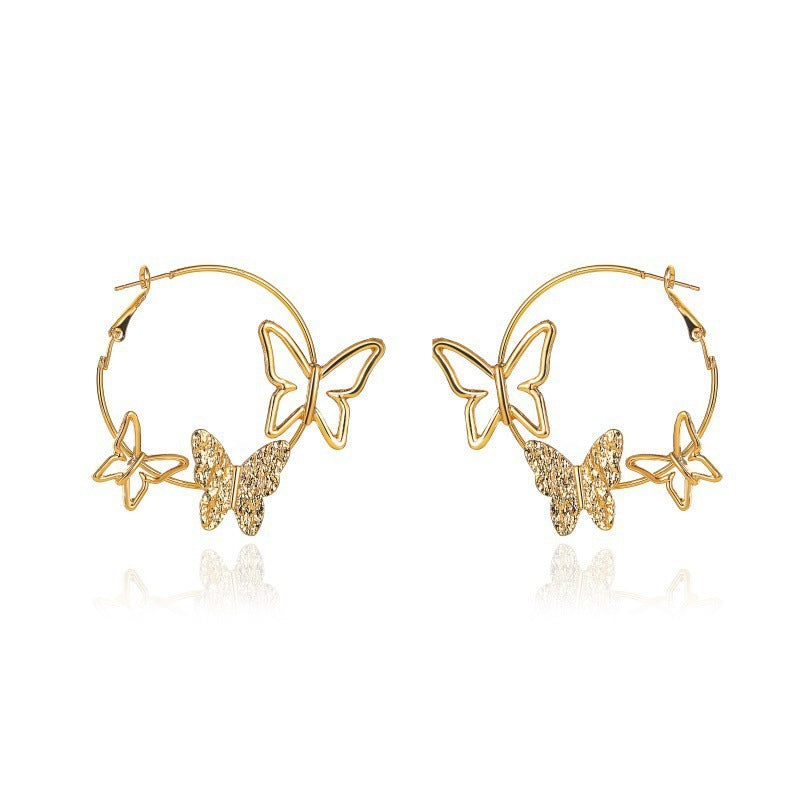 Vintage Triple Butterfly Statement Earrings