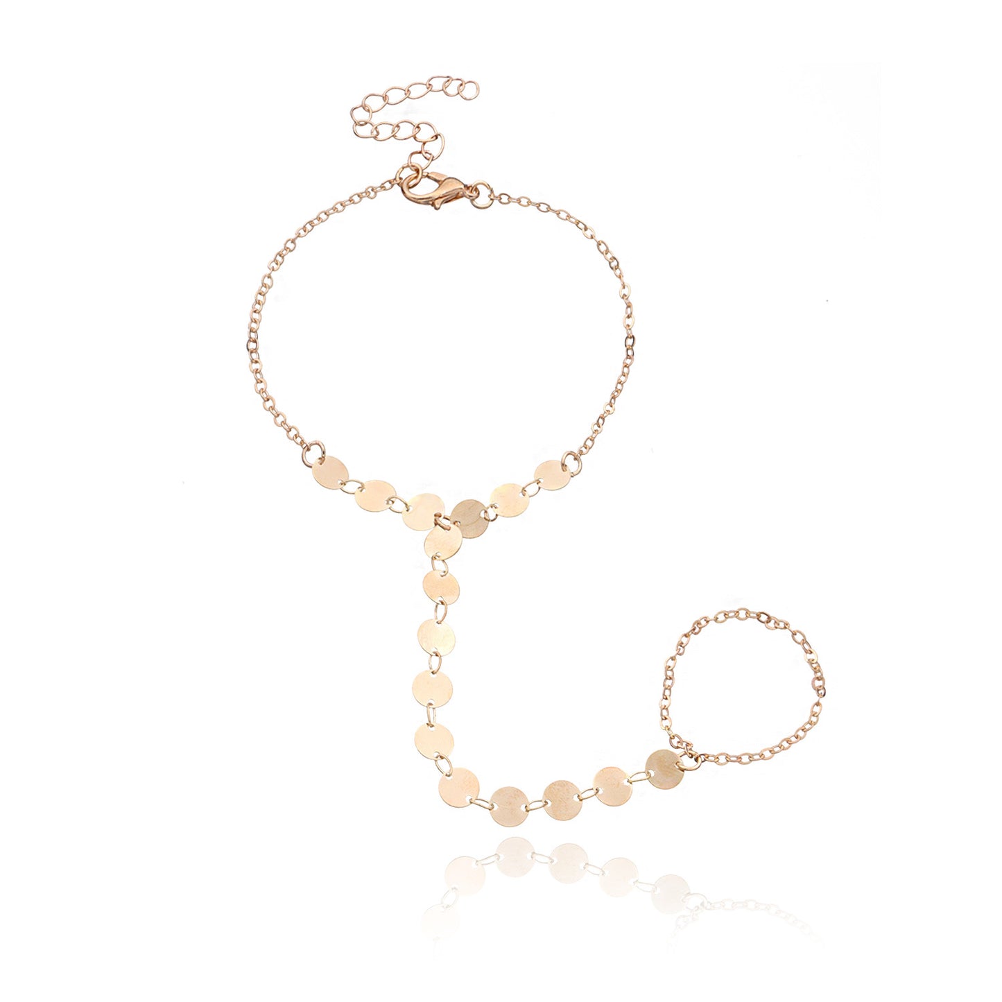 Elegant Round Alloy Geometric Sequin Bracelet for Women