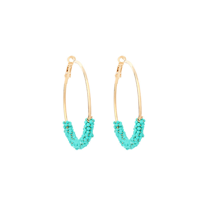 IG Style Geometric Miyuki Beaded Hoop Earrings for Women