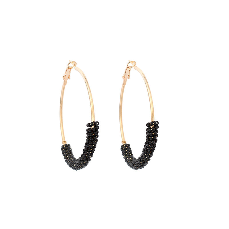IG Style Geometric Miyuki Beaded Hoop Earrings for Women