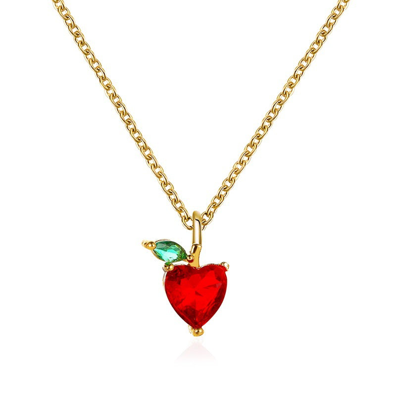 Sweet Crystal Fruit Pendant Necklace - Grape & Apple Design
