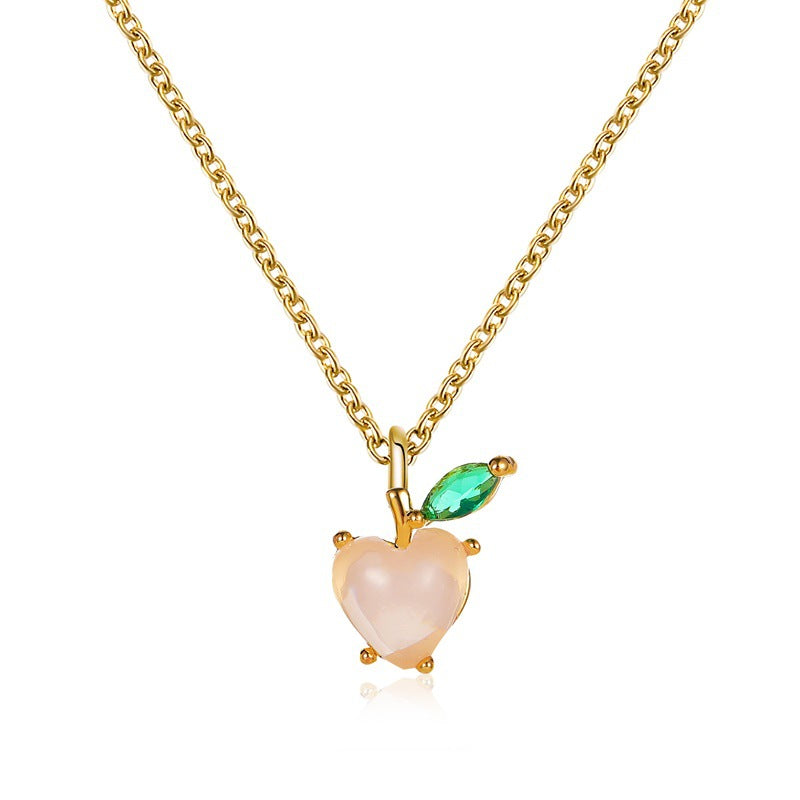 Sweet Crystal Fruit Pendant Necklace - Grape & Apple Design