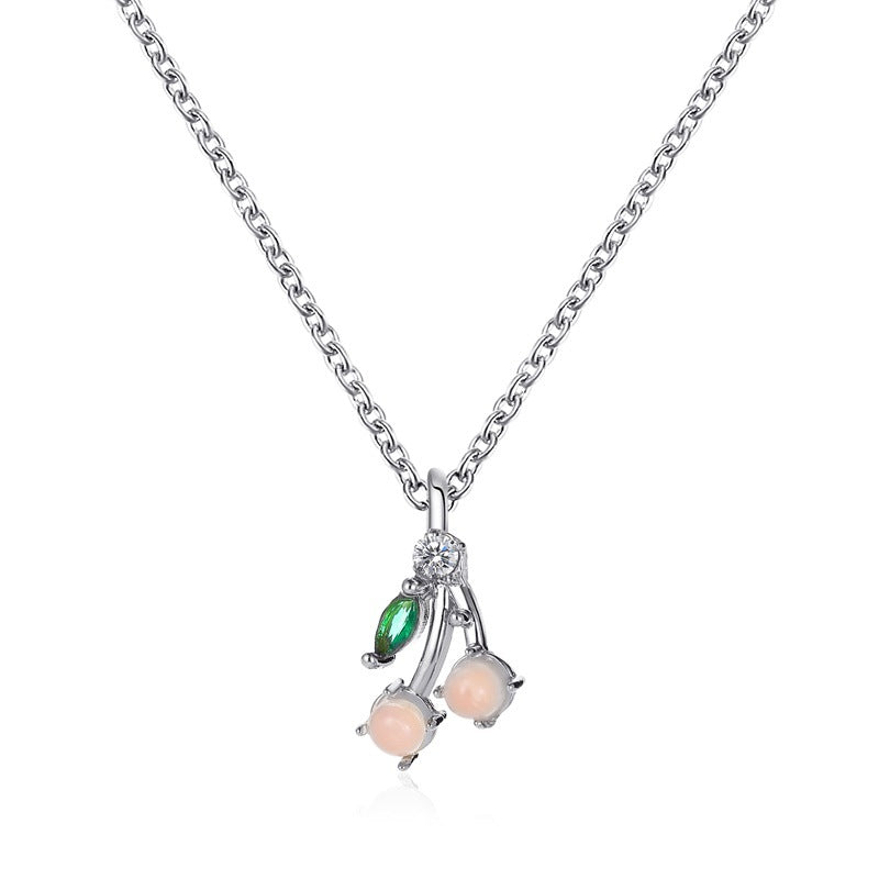 Sweet Crystal Fruit Pendant Necklace - Grape & Apple Design