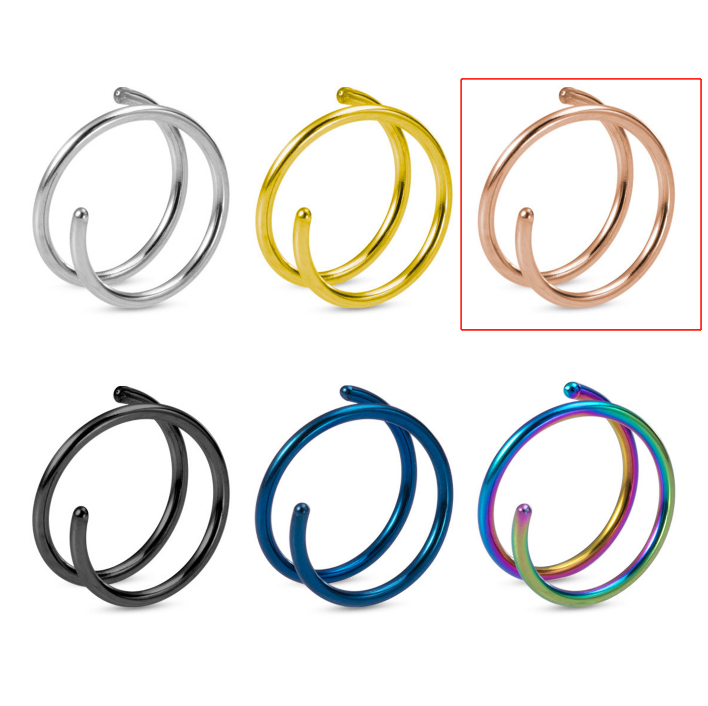 Simple Style Stainless Steel Double Layer Spiral Nose Ring