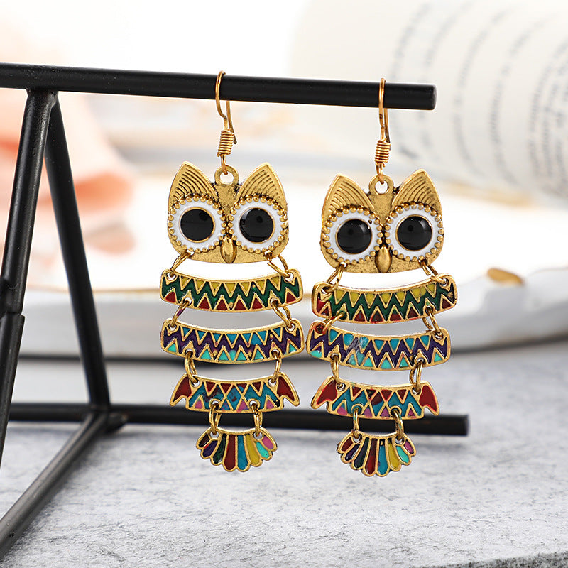 Alloy Diamond Owl and Woodpecker Vintage Earrings Collection