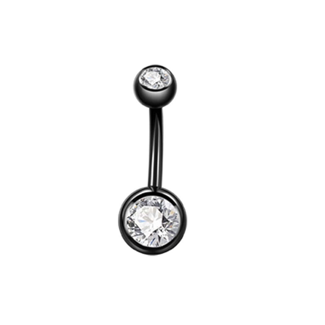 Fashion Geometric Zircon Inlay Stainless Steel Belly Ring