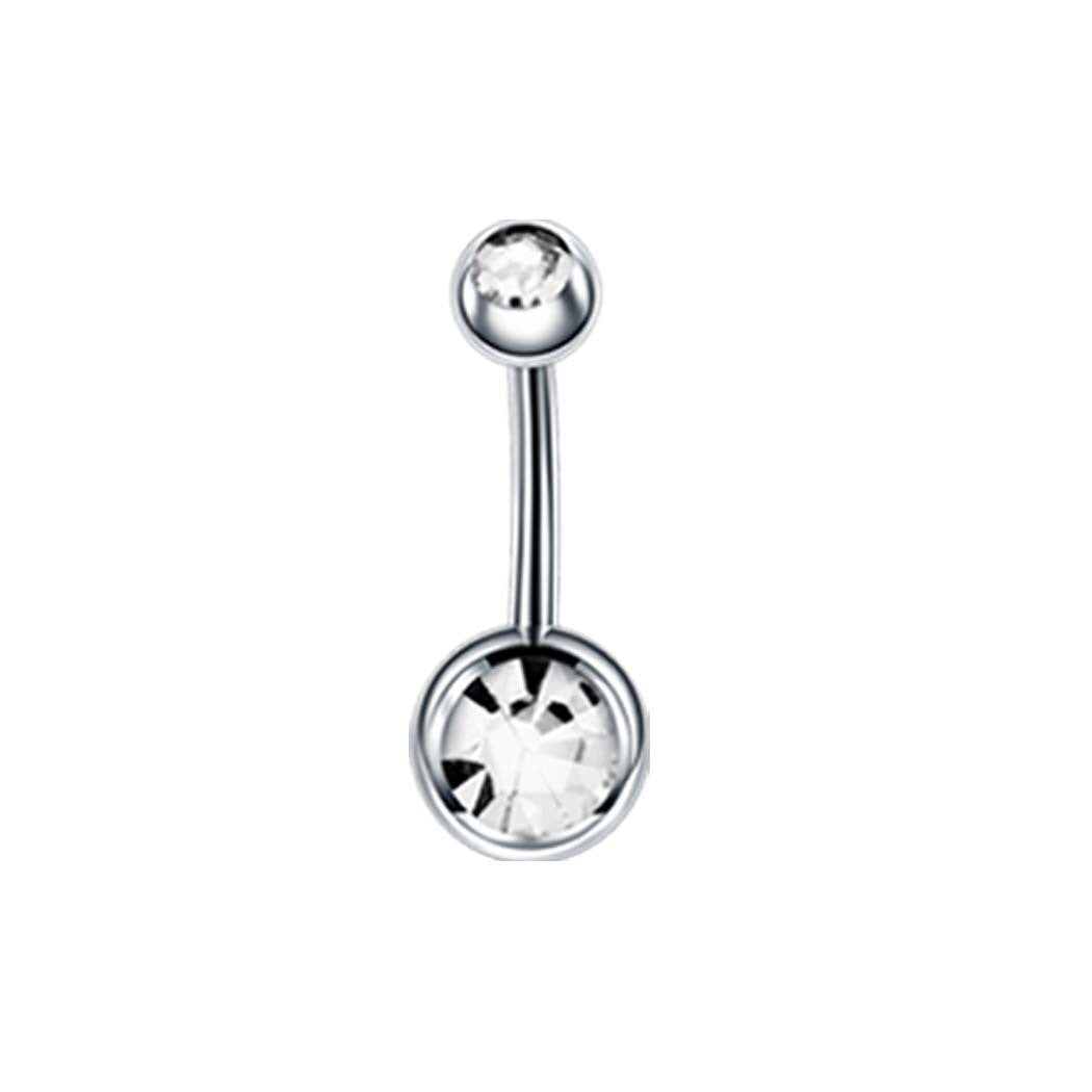 Fashion Geometric Zircon Inlay Stainless Steel Belly Ring