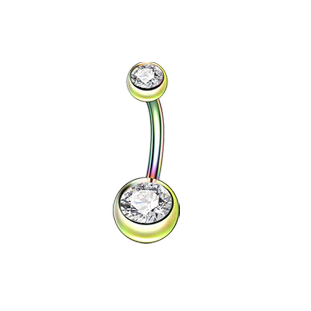 Fashion Geometric Zircon Inlay Stainless Steel Belly Ring