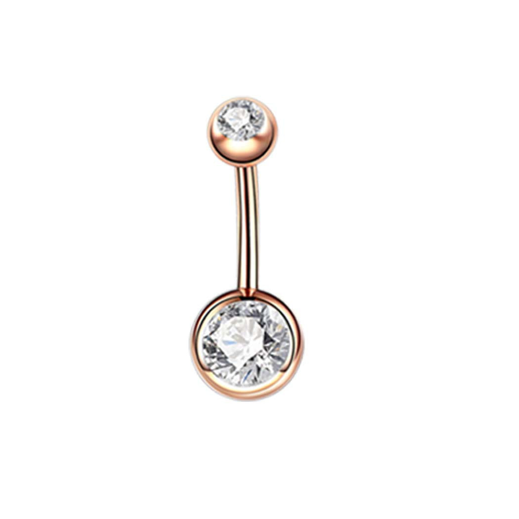 Fashion Geometric Zircon Inlay Stainless Steel Belly Ring