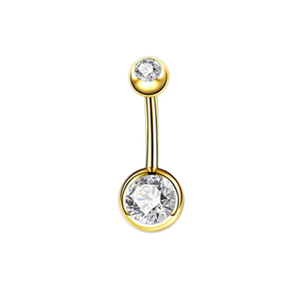 Fashion Geometric Zircon Inlay Stainless Steel Belly Ring
