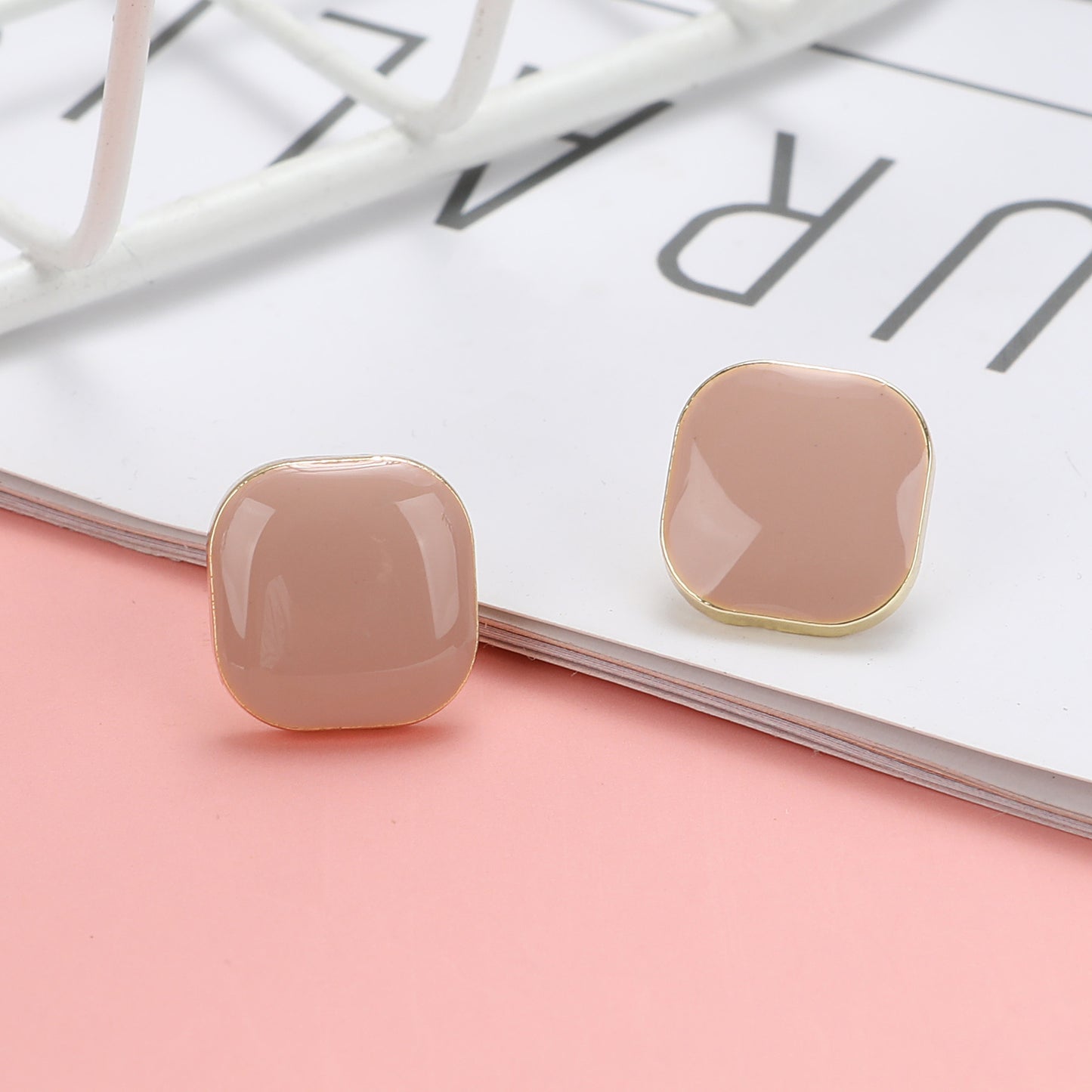 Retro Square Acrylic Earrings with 925 Silver Needle - Colorful Morandi Style Studs for Women