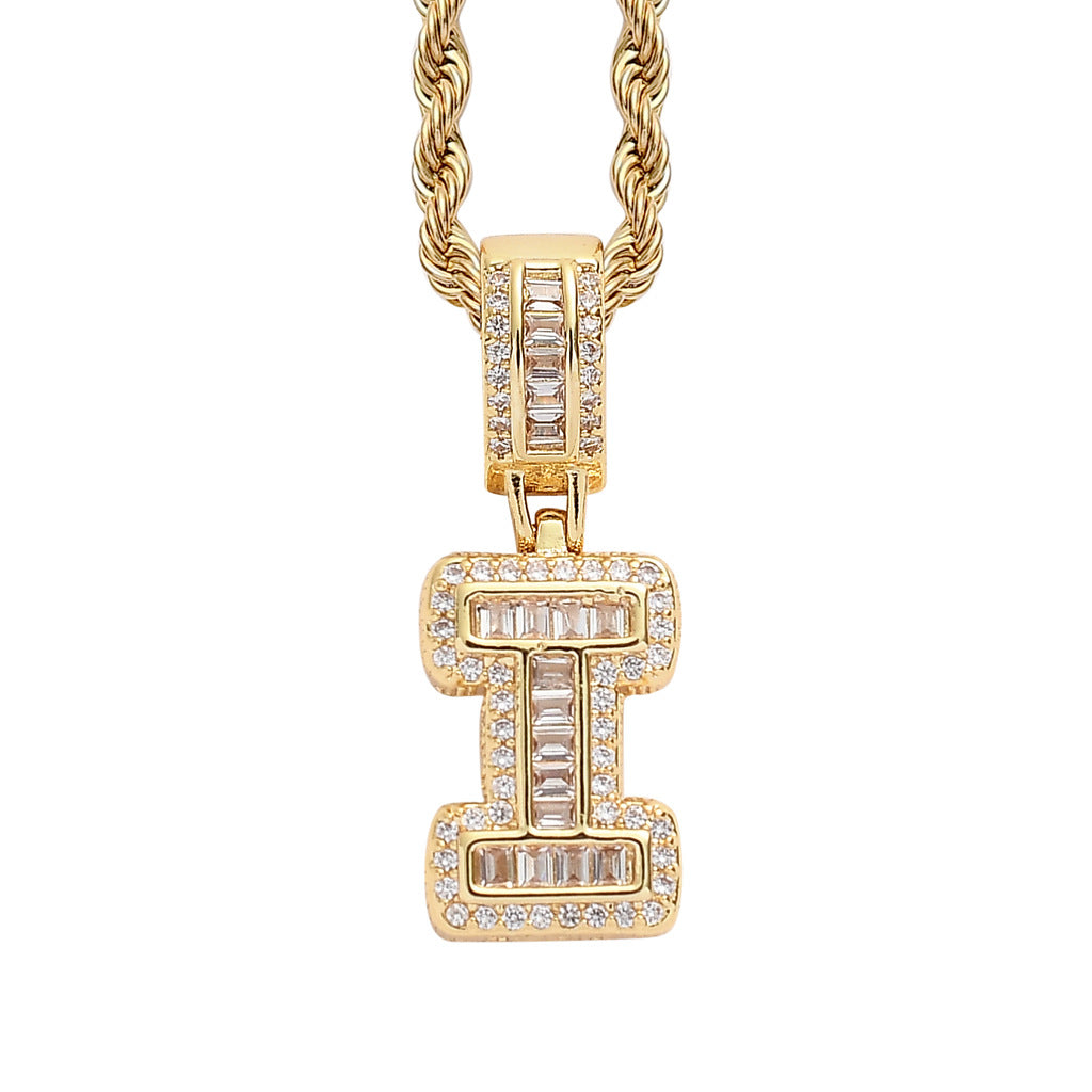 Simple Style Hip Hop Zircon Letter Pendant Necklace