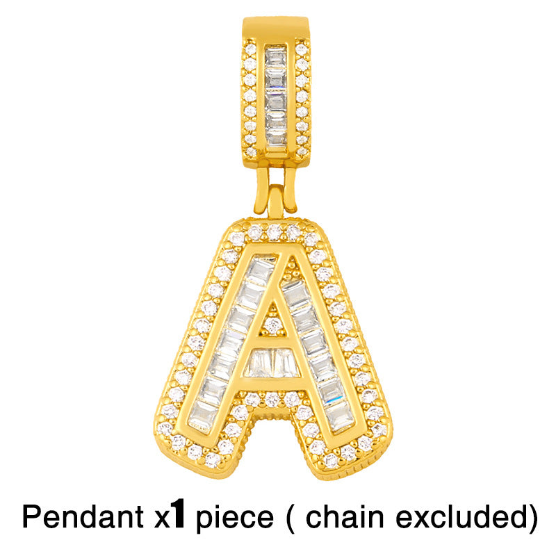 26 English Letter Pendant DIY Necklace with Chunky Chain