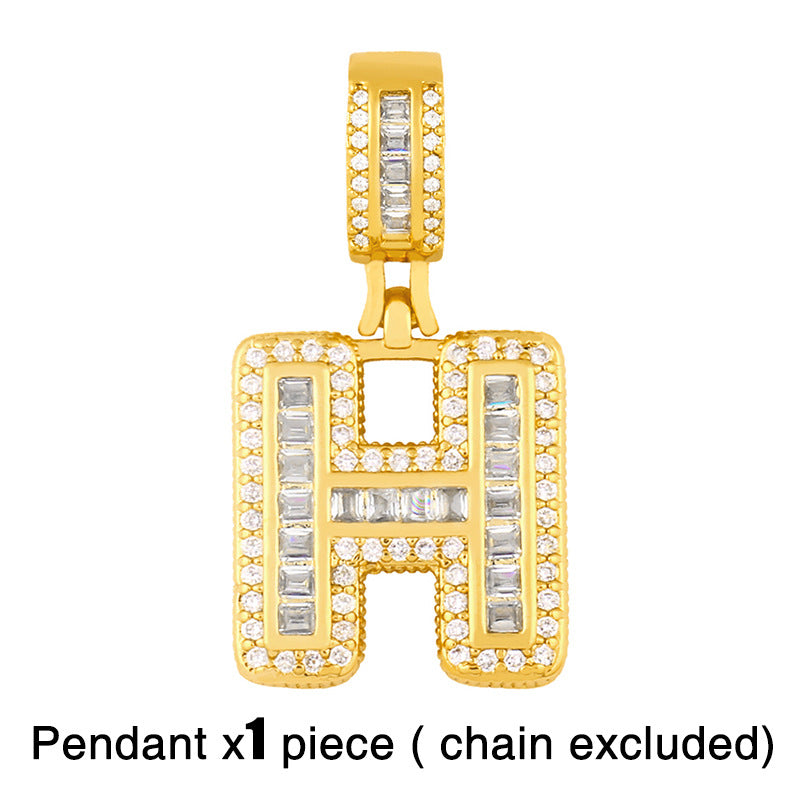 26 English Letter Pendant DIY Necklace with Chunky Chain