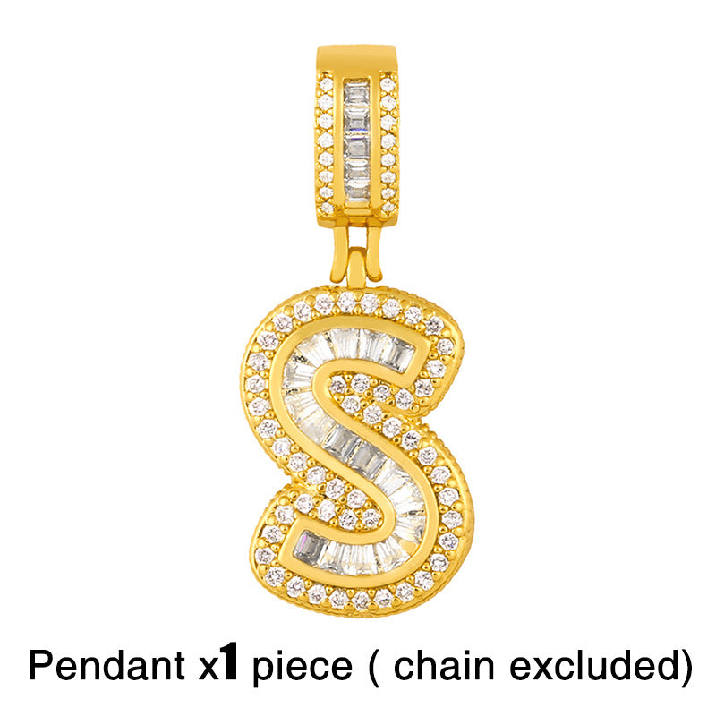 26 English Letter Pendant DIY Necklace with Chunky Chain