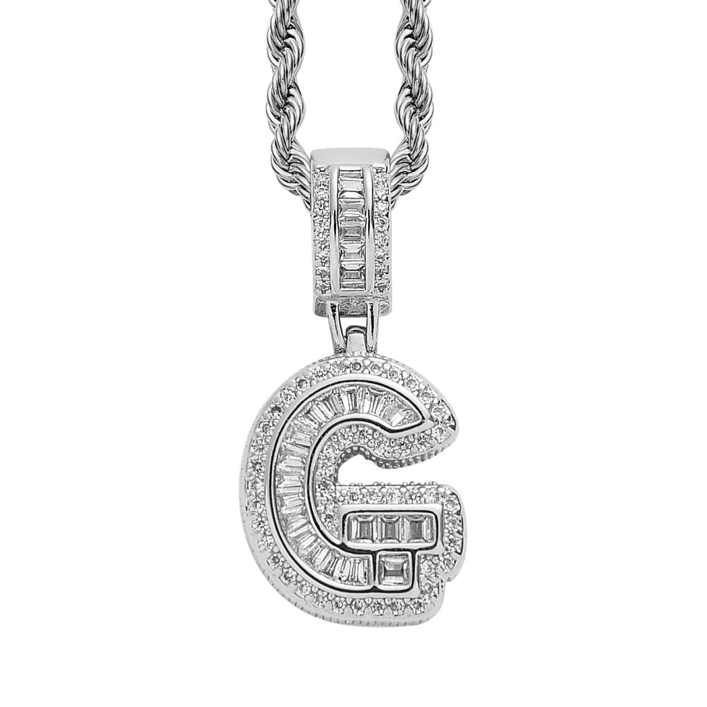 Simple Style Hip Hop Zircon Letter Pendant Necklace