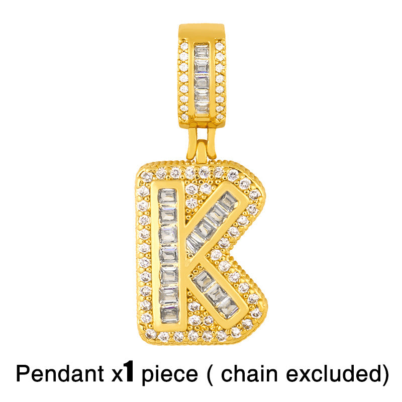 26 English Letter Pendant DIY Necklace with Chunky Chain