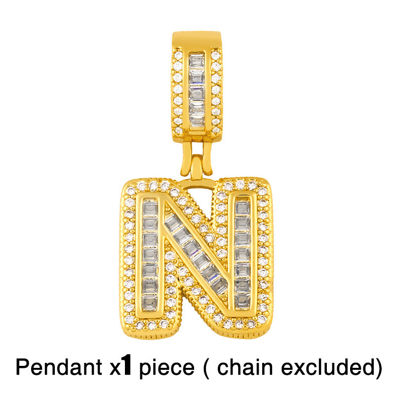 26 English Letter Pendant DIY Necklace with Chunky Chain