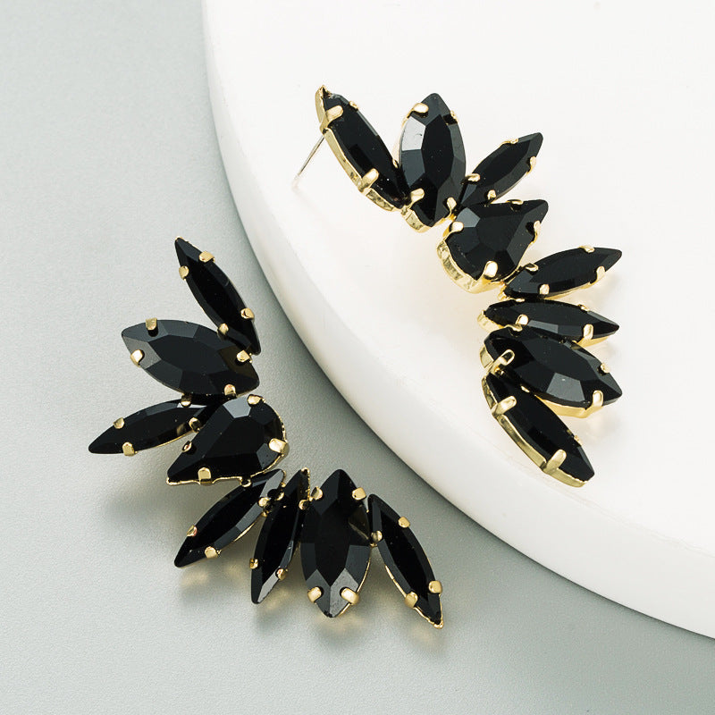 Fashion Colorful Rhinestone Flower Alloy Earrings with S925 Silver Needle