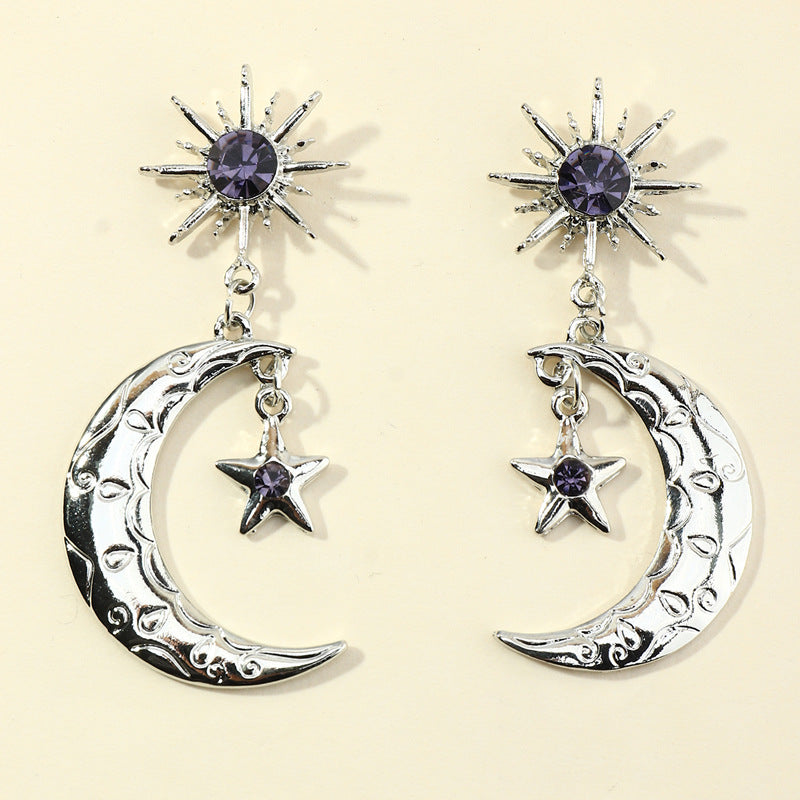 Creative Crystal Star and Moon Earrings for Women