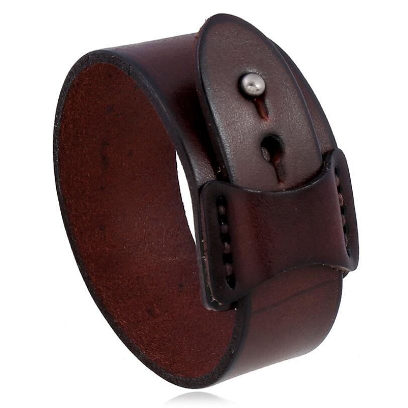 Retro Adjustable Men's Leather Bracelet - Unisex Punk Style