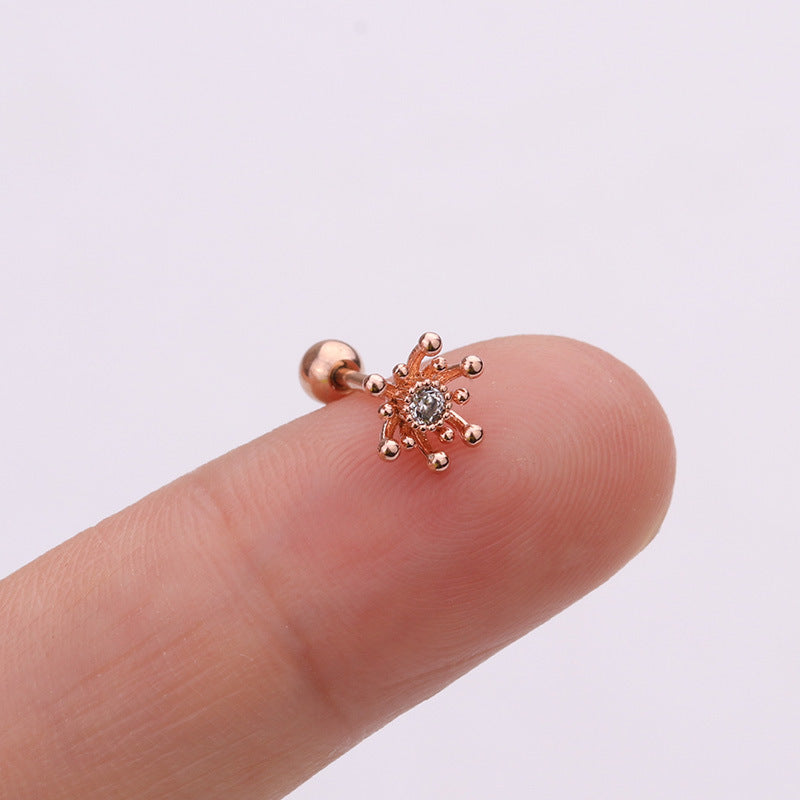 Korean Style Pineapple Zircon Stainless Steel Stud Earrings