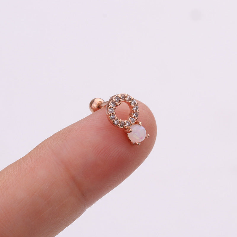 Korean Style Pineapple Zircon Stainless Steel Stud Earrings
