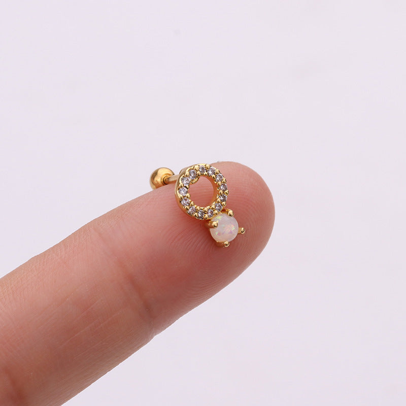 Korean Style Pineapple Zircon Stainless Steel Stud Earrings