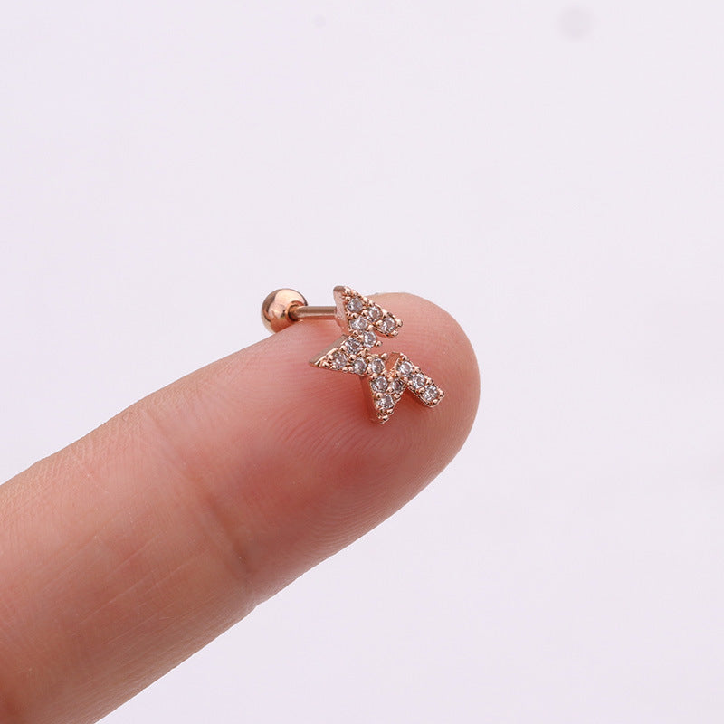 Korean Style Pineapple Zircon Stainless Steel Stud Earrings