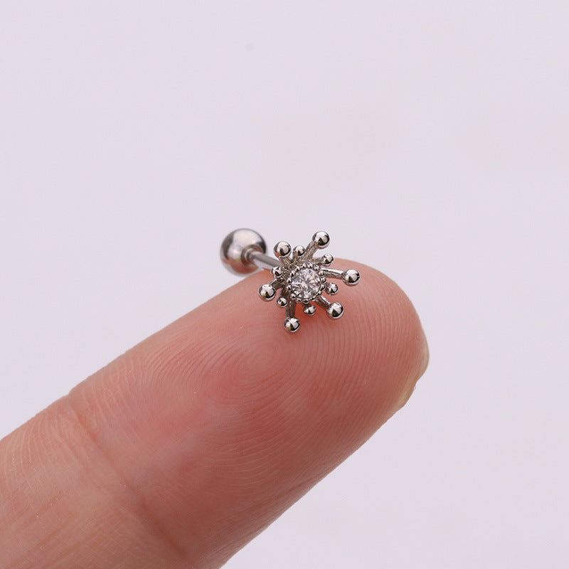 Korean Style Pineapple Zircon Stainless Steel Stud Earrings