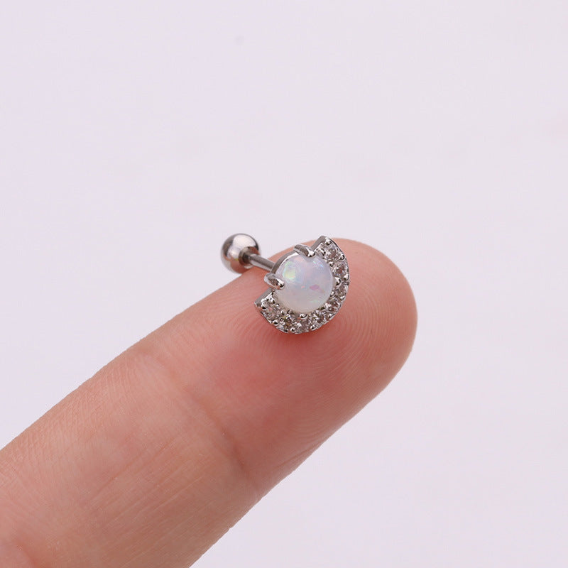 Korean Style Pineapple Zircon Stainless Steel Stud Earrings