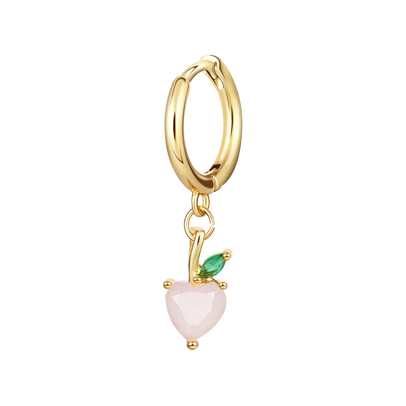 1 Pair Fashion Fruit-Inspired Copper Inlaid Zircon Drop Earrings - Pineapple, Watermelon, Grape, Cherry Design