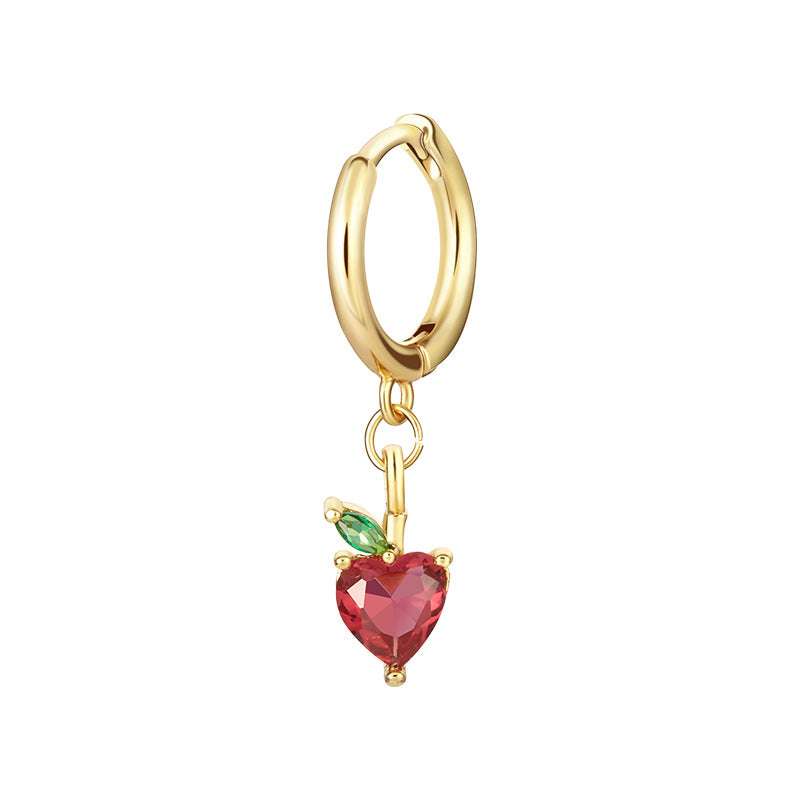 1 Pair Fashion Fruit-Inspired Copper Inlaid Zircon Drop Earrings - Pineapple, Watermelon, Grape, Cherry Design