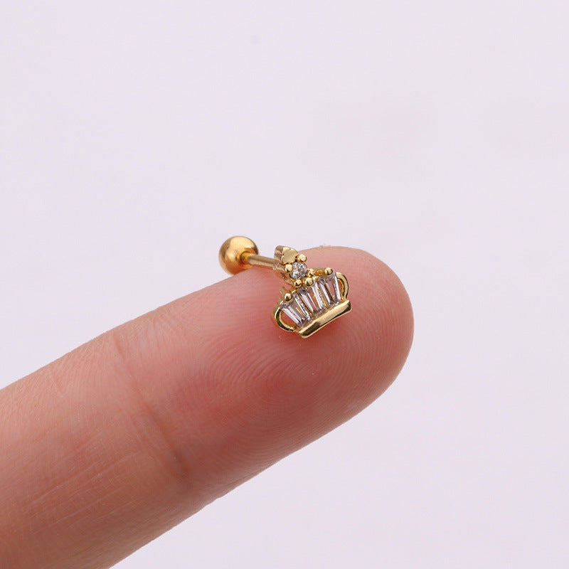 Korean Style Pineapple Zircon Stainless Steel Stud Earrings