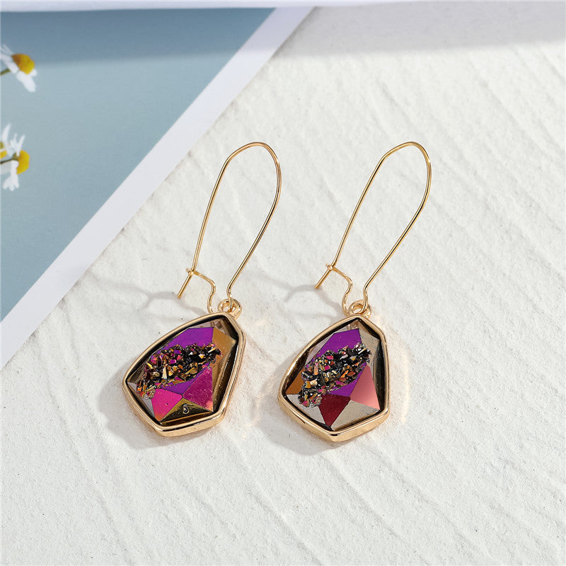 New Irregular Resin Earrings with Natural Stone Design