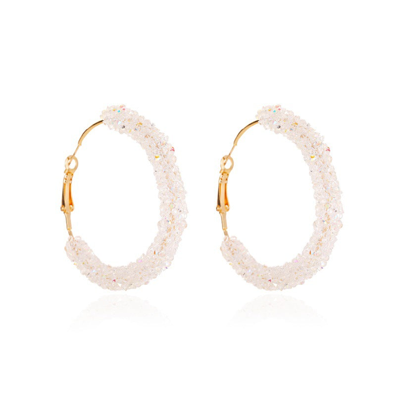 Retro Crystal Hoop Earrings for Women