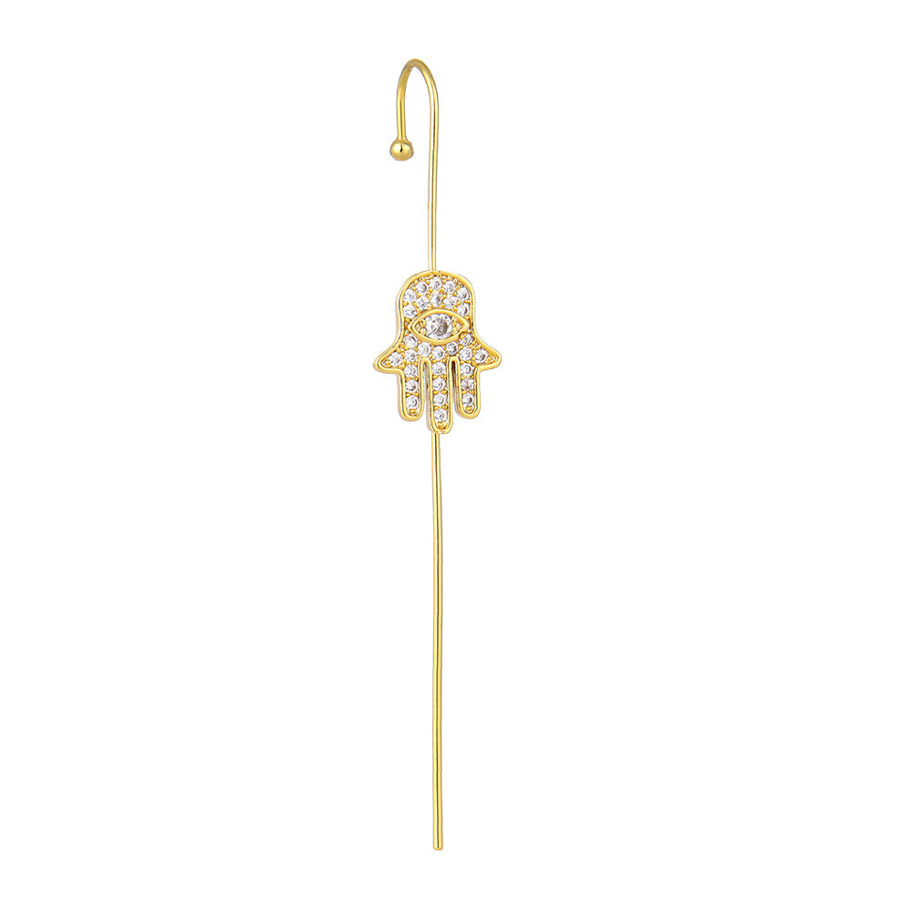 Creative Zircon Inlaid Gold-Plated Ear Cuff Earrings