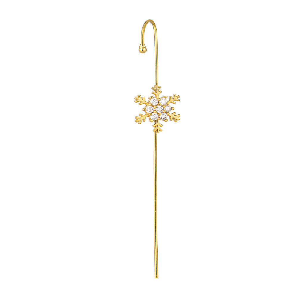 Creative Zircon Inlaid Gold-Plated Ear Cuff Earrings