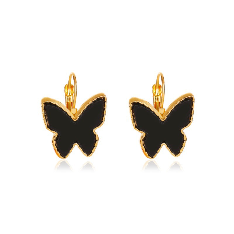 Retro Acrylic Black Heart Butterfly Statement Earrings