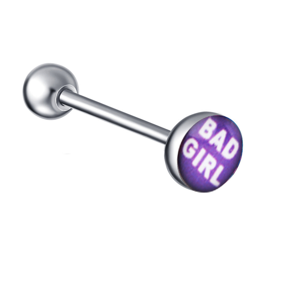 Ethnic Insect Design Stainless Steel Enamel Tongue Barbell