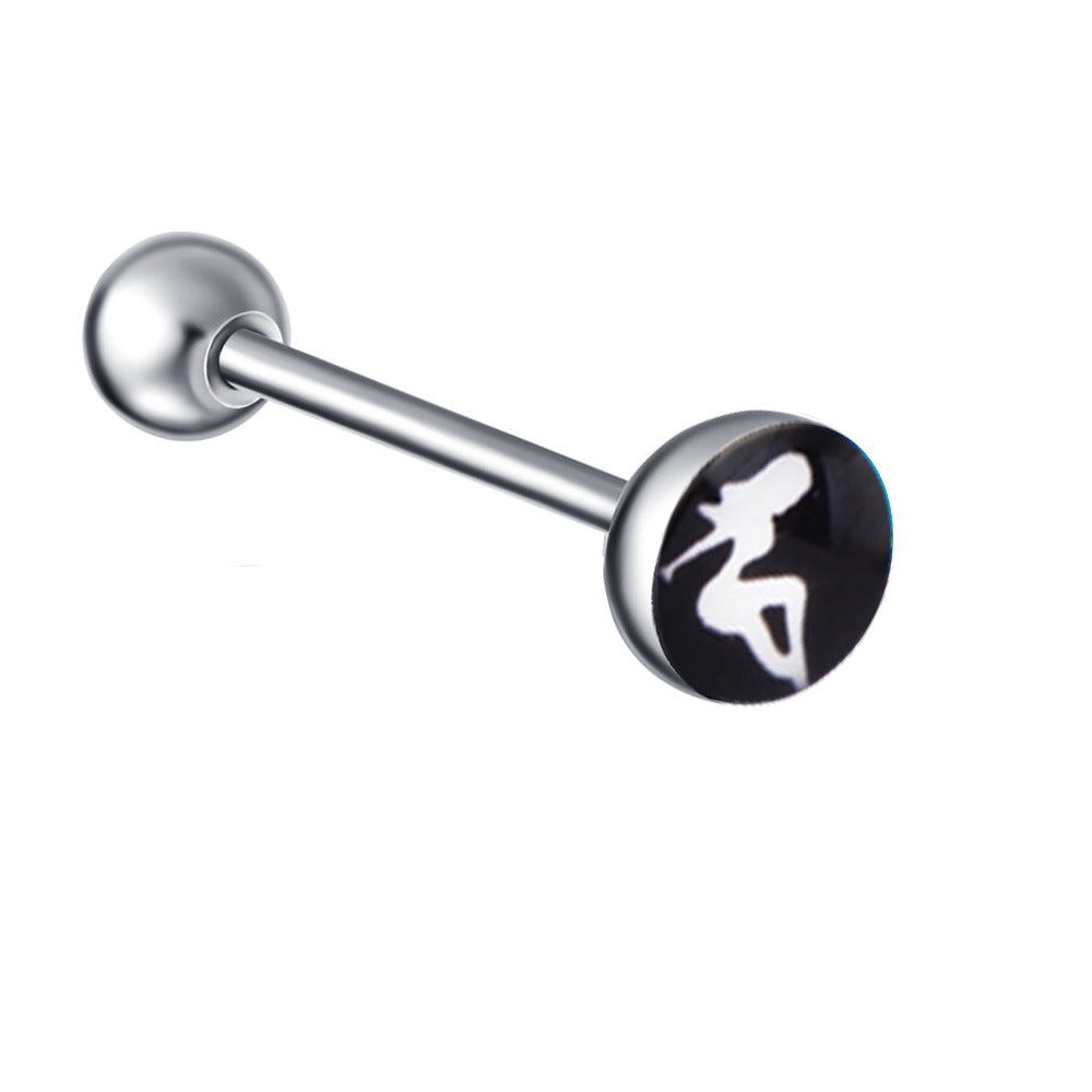 Ethnic Insect Design Stainless Steel Enamel Tongue Barbell