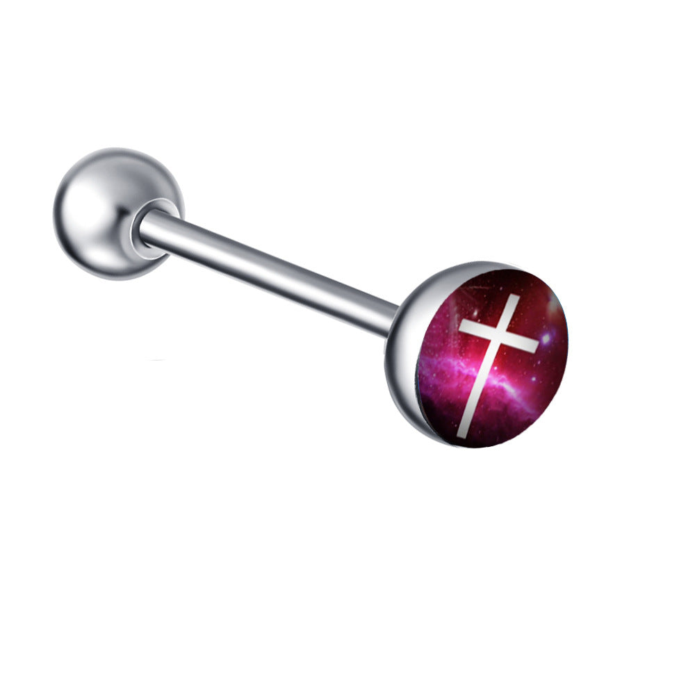 Ethnic Insect Design Stainless Steel Enamel Tongue Barbell