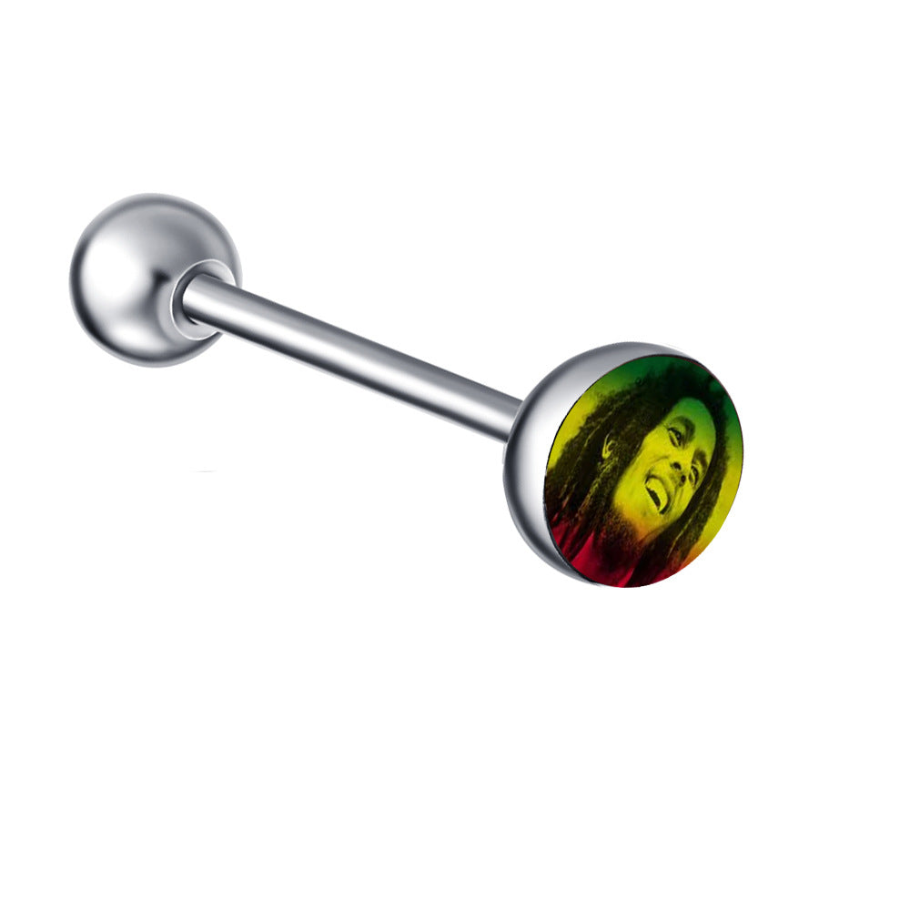 Ethnic Insect Design Stainless Steel Enamel Tongue Barbell