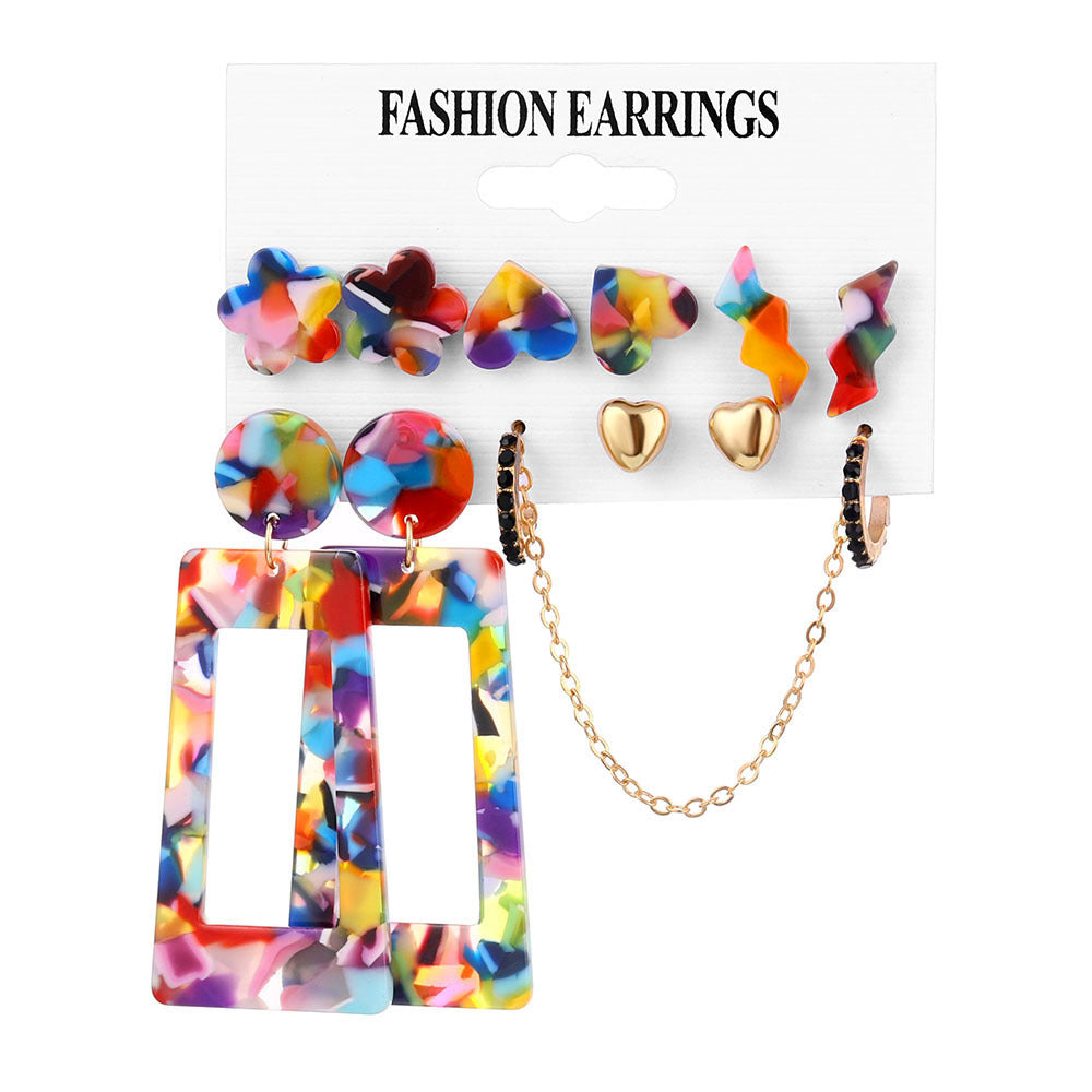 Fashion Geometric Tassel Butterfly Alloy Earrings with Artificial Pearls and Rhinestones Set