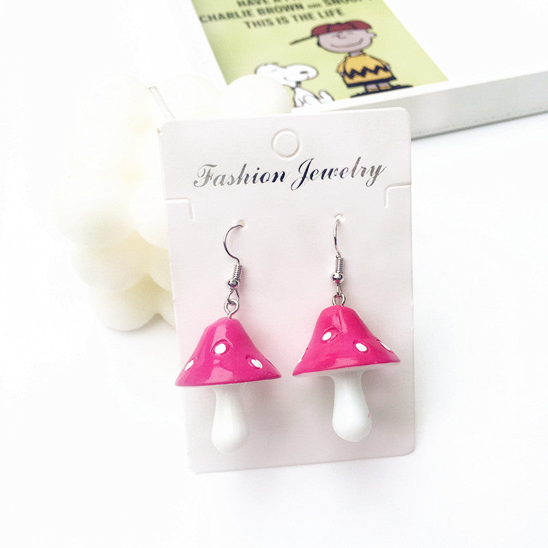 Creative Multi-color Mushroom Drop Earrings Fashion Jewelry