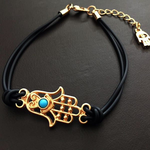 Fatima's Palm Braided Alloy Bracelet - Handcrafted Woven Design