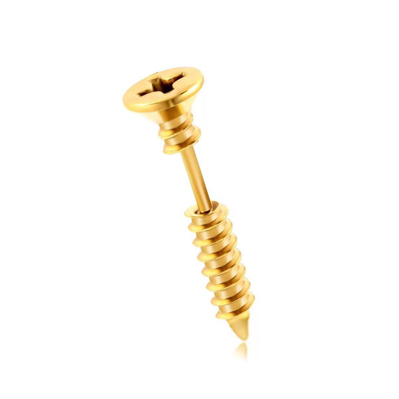 Fashion Stainless Steel Screw Stud Earrings - Double-Sided Unique Design