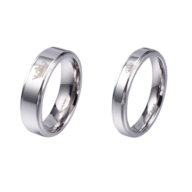 Crown Titanium Steel Couple Rings