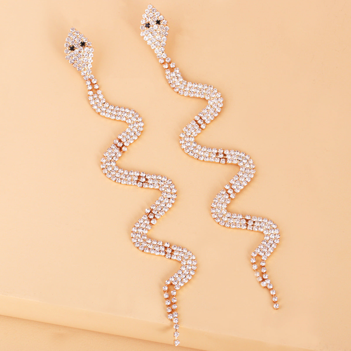 Inlaid Diamond Snake Stud Earrings for Women