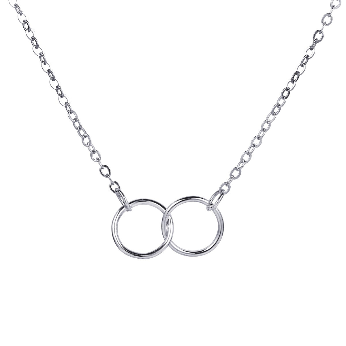 Alloy Double Ring Necklace - Creative Retro Simple Clavicle Chain